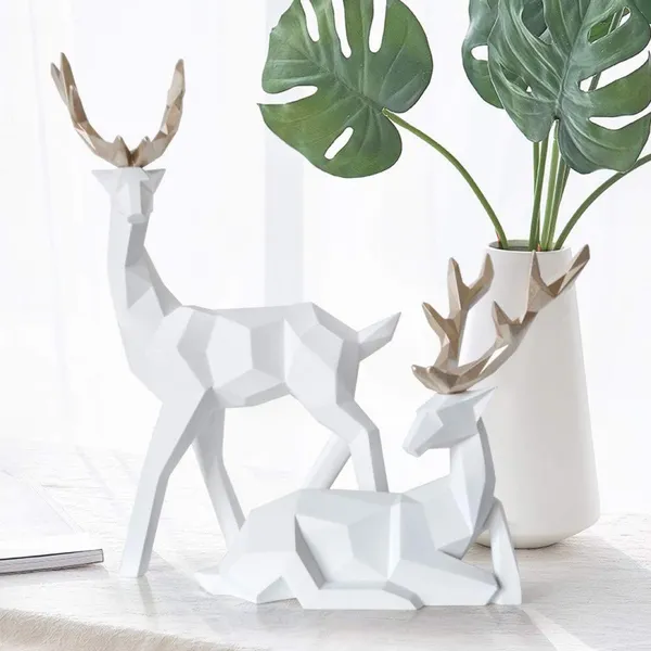 White_Nordic_Reindeer_Duo_Contemporary_Geometric_Sculptures__Showpiece_For_Home_Decor_(25_X_17_X_10_Centimeters)