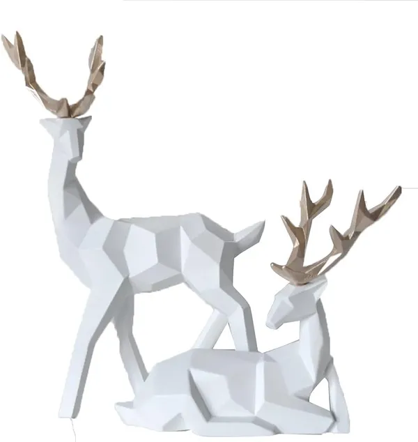 White_Nordic_Reindeer_Duo_Contemporary_Geometric_Sculptures__Showpiece_For_Home_Decor_(25_X_17_X_10_Centimeters)