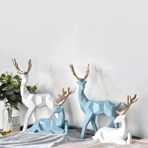 White_Nordic_Reindeer_Duo_Contemporary_Geometric_Sculptures__Showpiece_For_Home_Decor_(25_X_17_X_10_Centimeters)