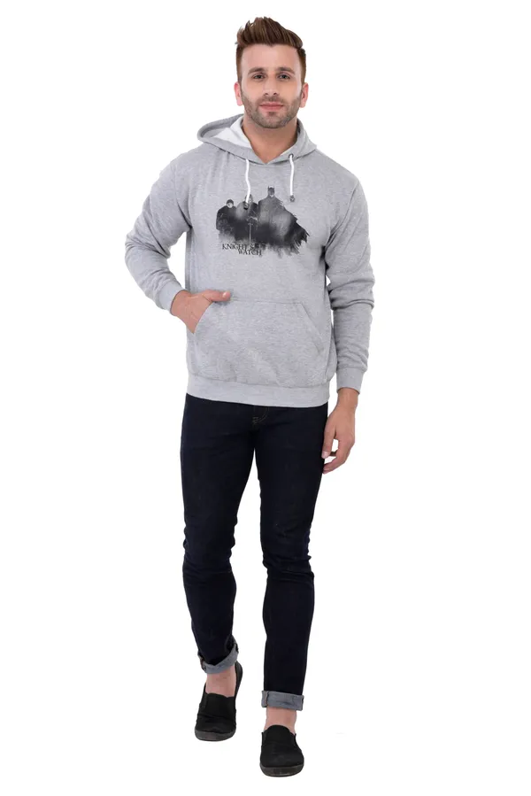 Grey_Stylish_Knight'S_Watch_Printed_Hooded_Sweatshirt_For_Men