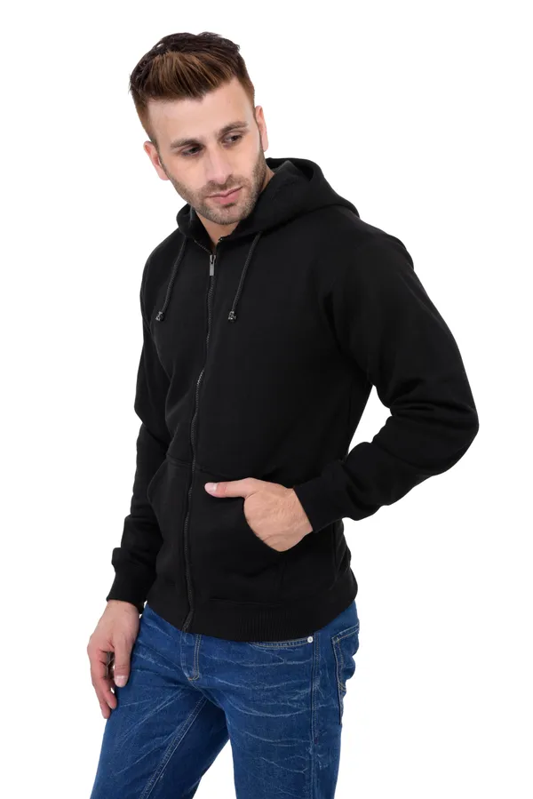 Black_Stylish_Plain_Zipper_Hooded_Sweatshirt_For_Men