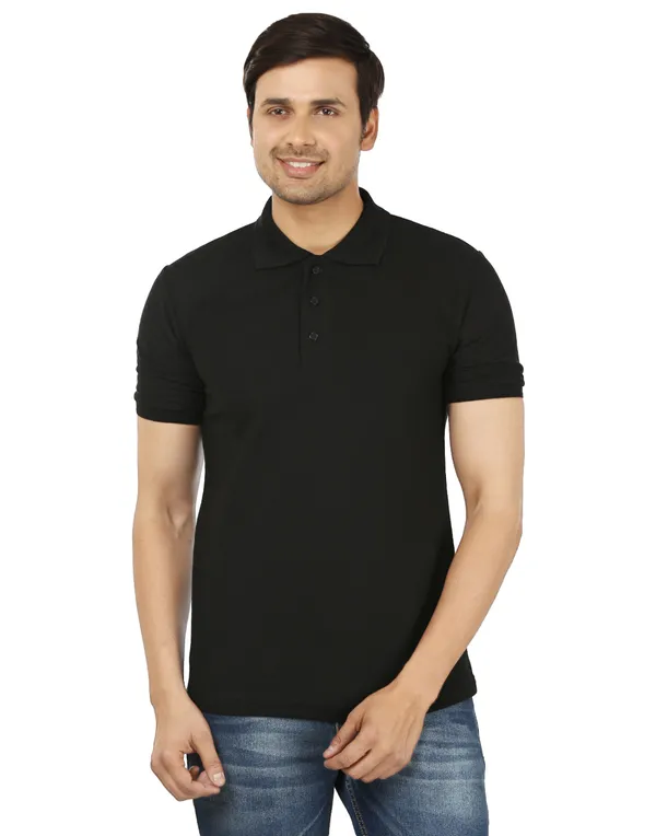 Black_Plain_Polo_Neck_T-Shirt_For_Men