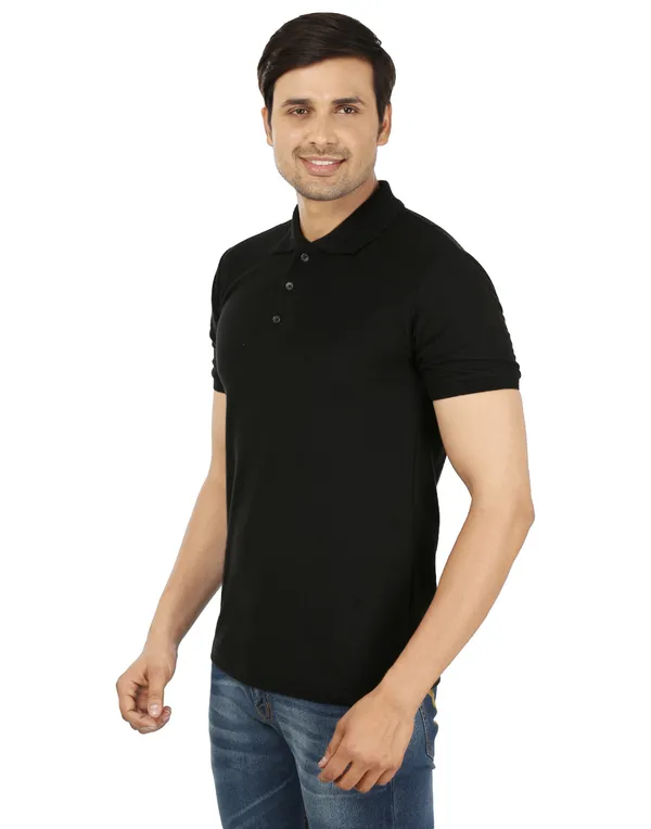 Black_Plain_Polo_Neck_T-Shirt_For_Men