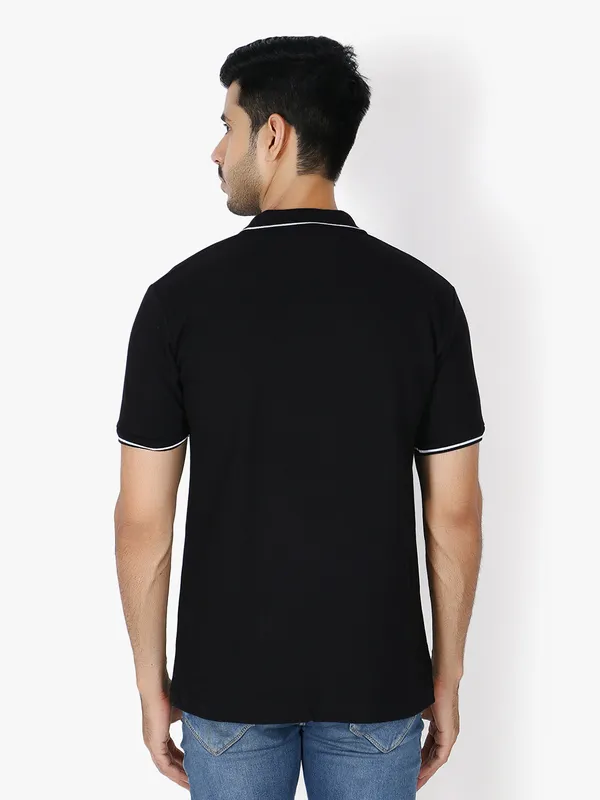 Black_Stylish_Polo_Neck_T-Shirt_With_Stripes_For_Men