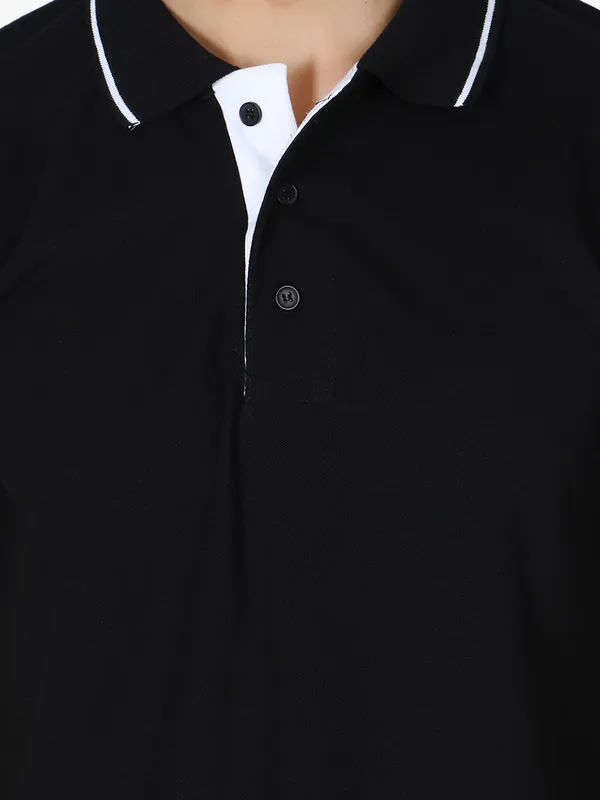 Black_Stylish_Polo_Neck_T-Shirt_With_Stripes_For_Men