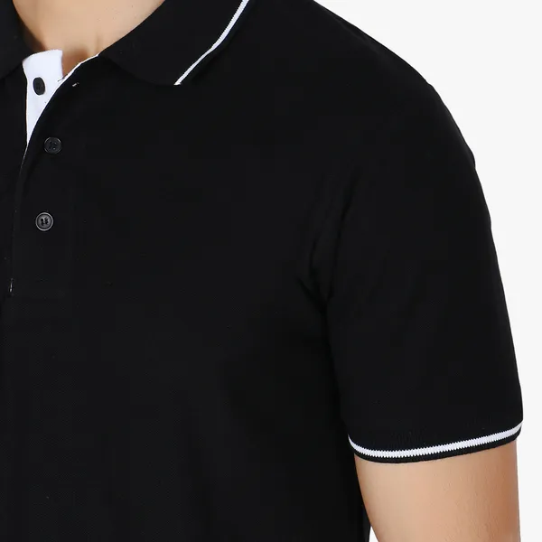 Black_Stylish_Polo_Neck_T-Shirt_With_Stripes_For_Men