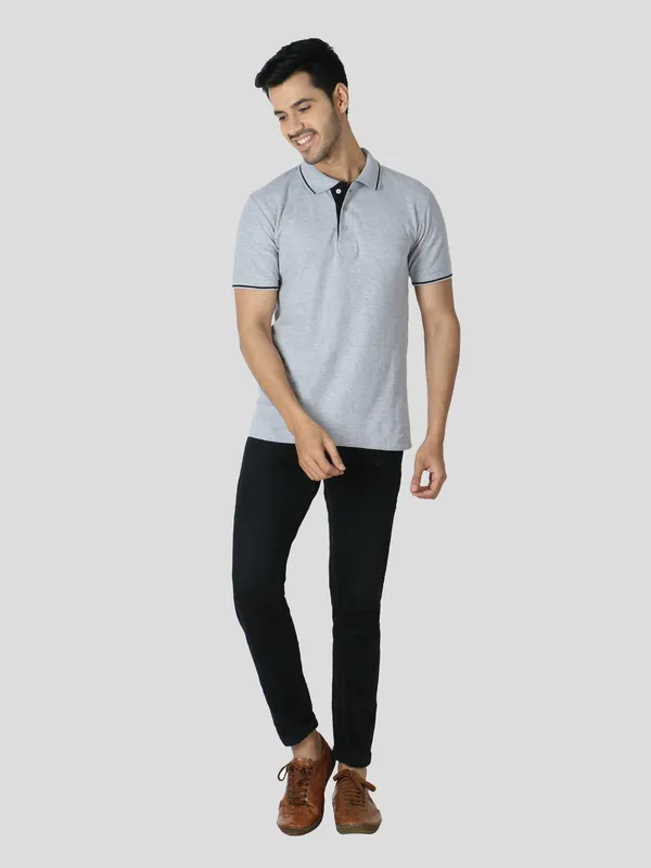 Grey_Stylish_Polo_Neck_T-Shirt_With_Stripes_For_Men