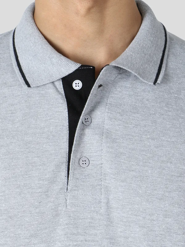 Grey_Stylish_Polo_Neck_T-Shirt_With_Stripes_For_Men