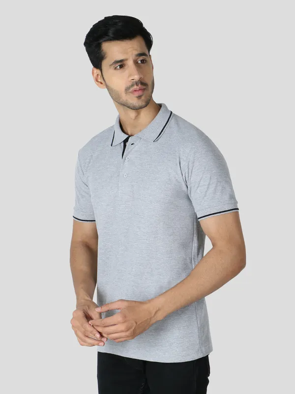 Grey_Stylish_Polo_Neck_T-Shirt_With_Stripes_For_Men