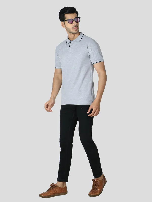 Grey_Stylish_Polo_Neck_T-Shirt_With_Stripes_For_Men
