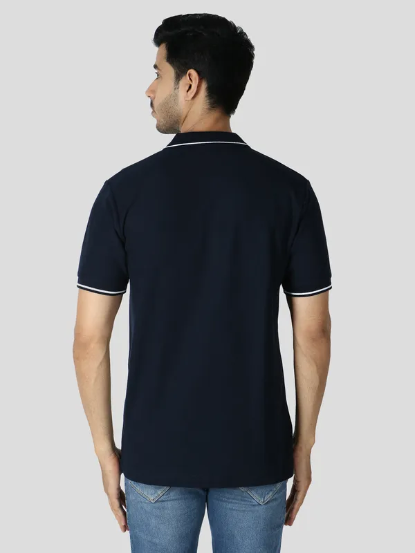 Navy_Blue_Stylish_Polo_Neck_T-Shirt_With_Stripes_For_Men