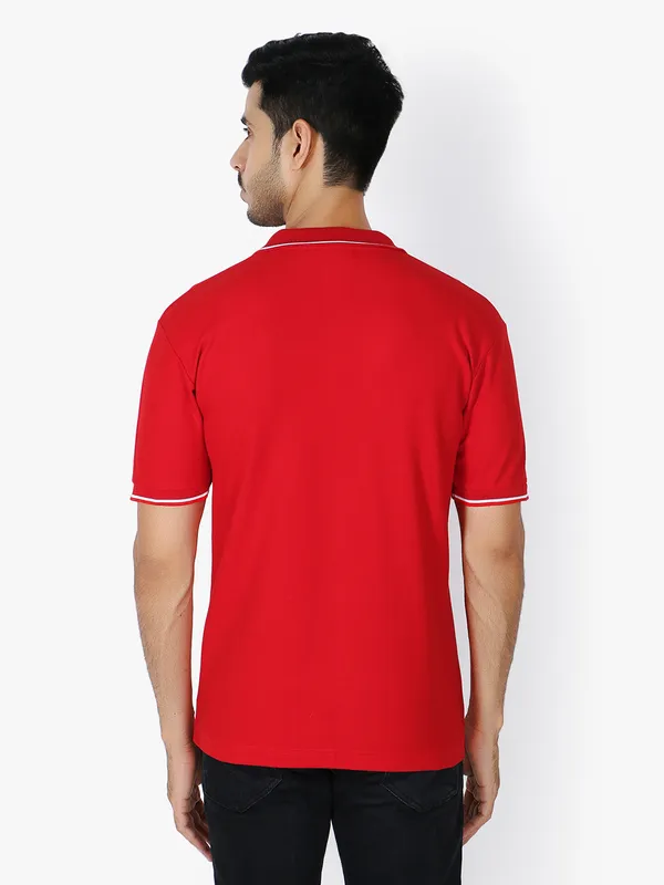 Red_Stylish_Polo_Neck_T-Shirt_With_Stripes_For_Men