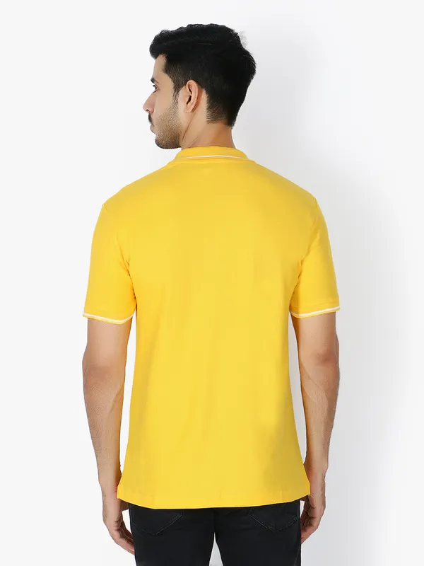 Yellow_Stylish_Polo_Neck_T-Shirt_With_Stripes_For_Men