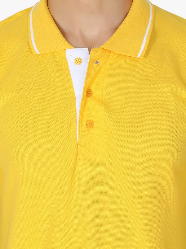 Yellow_Stylish_Polo_Neck_T-Shirt_With_Stripes_For_Men
