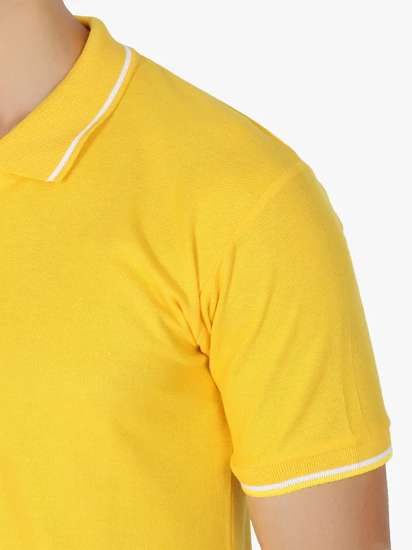 Yellow_Stylish_Polo_Neck_T-Shirt_With_Stripes_For_Men