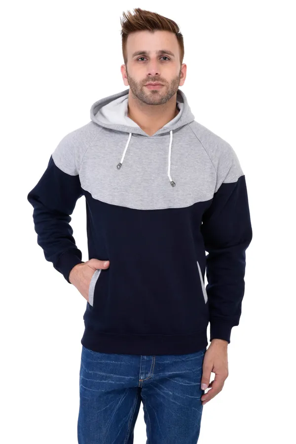 Grey_&_Navy_Blue_Stylish_Non-Zipper_Designer_Hooded_Sweatshirt_For_Men