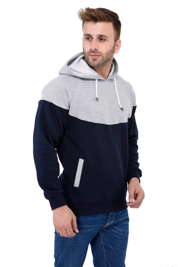 Grey_&_Navy_Blue_Stylish_Non-Zipper_Designer_Hooded_Sweatshirt_For_Men