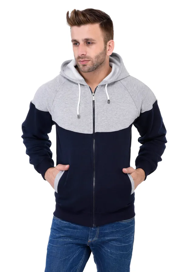 Grey_&_Navy_Blue_Stylish_Zipper_Designer_Hooded_Sweatshirt_For_Men