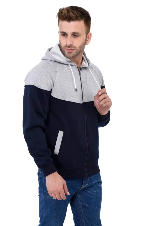 Grey_&_Navy_Blue_Stylish_Zipper_Designer_Hooded_Sweatshirt_For_Men