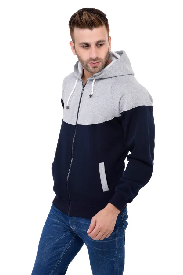 Grey_&_Navy_Blue_Stylish_Zipper_Designer_Hooded_Sweatshirt_For_Men
