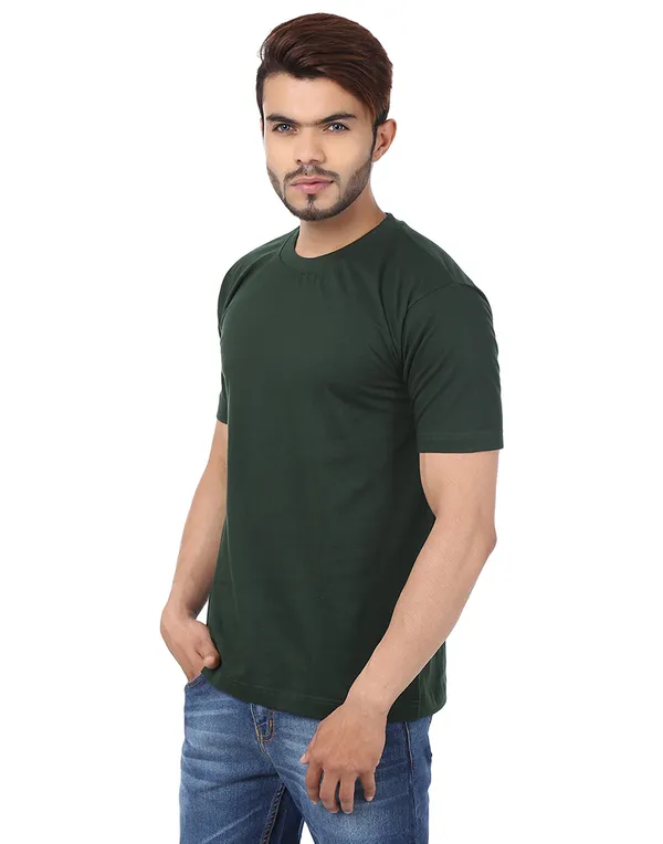 Bottle_Green_Plain_Round_Neck_T-Shirt_For_Men