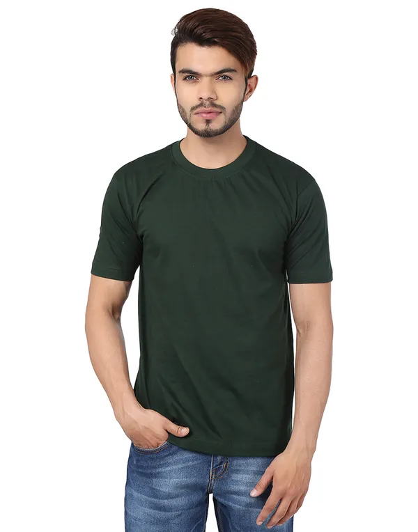 Bottle_Green_Plain_Round_Neck_T-Shirt_For_Men