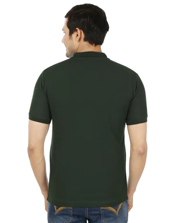 Bottle_Green_Plain_Polo_Neck_T-Shirt_For_Men