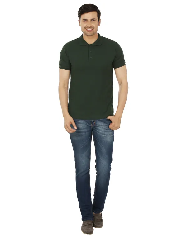 Bottle_Green_Plain_Polo_Neck_T-Shirt_For_Men