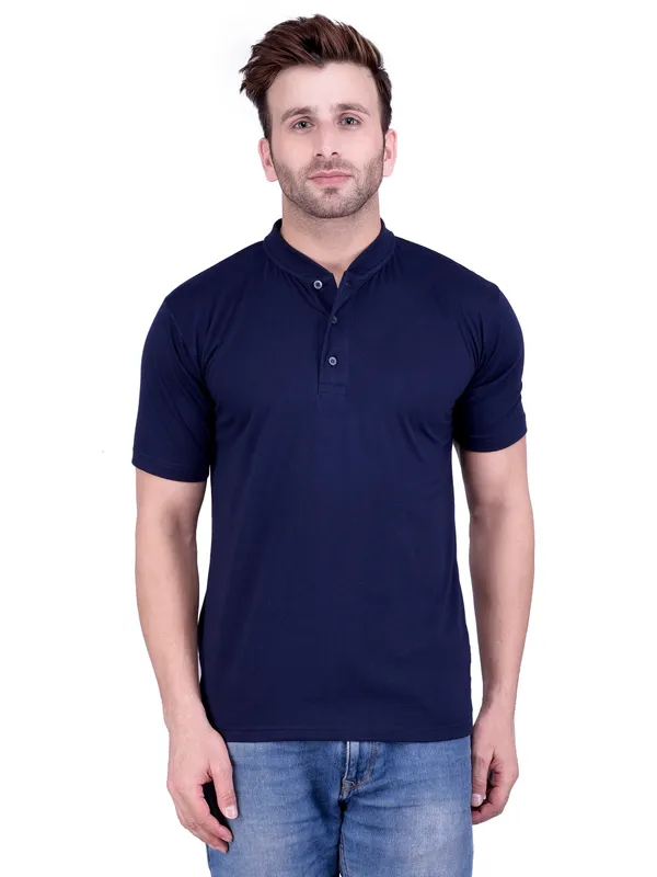 Navy_Blue_Plain_Henley_Neck_Half_Sleeves_T-Shirt_For_Men