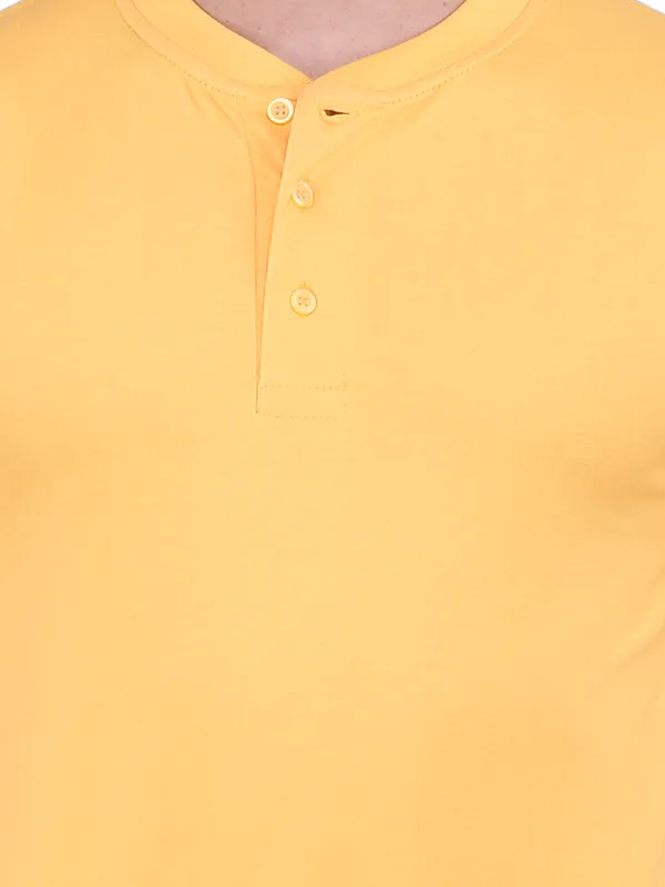 Yellow_Plain_Henley_Neck_Half_Sleeves_T-Shirt_For_Men