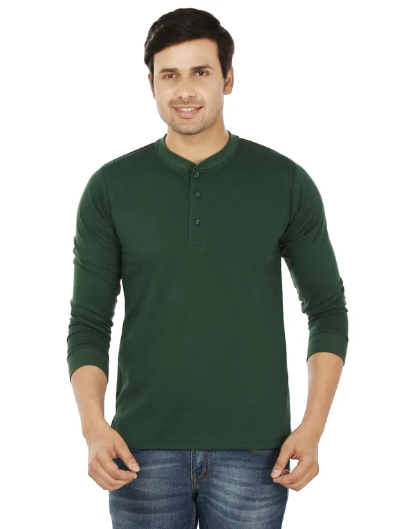 Bottle_Green_Plain_Henley_Neck_Full_Sleeves_T-Shirt_For_Men