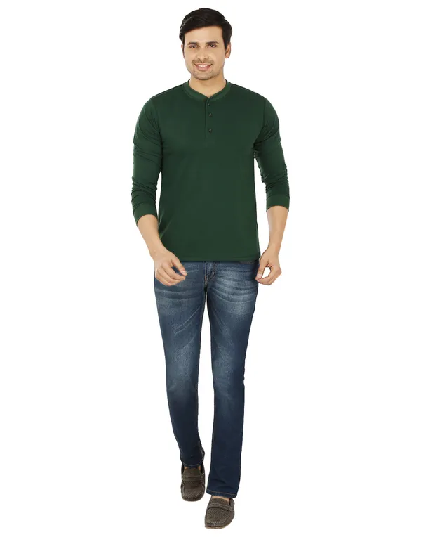 Bottle_Green_Plain_Henley_Neck_Full_Sleeves_T-Shirt_For_Men