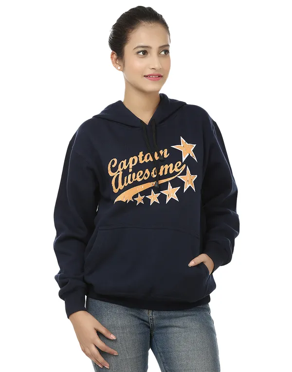 Navy_Blue_Stylish_Captain_Awesome_Printed__Hooded_Sweatshirt_For_Women