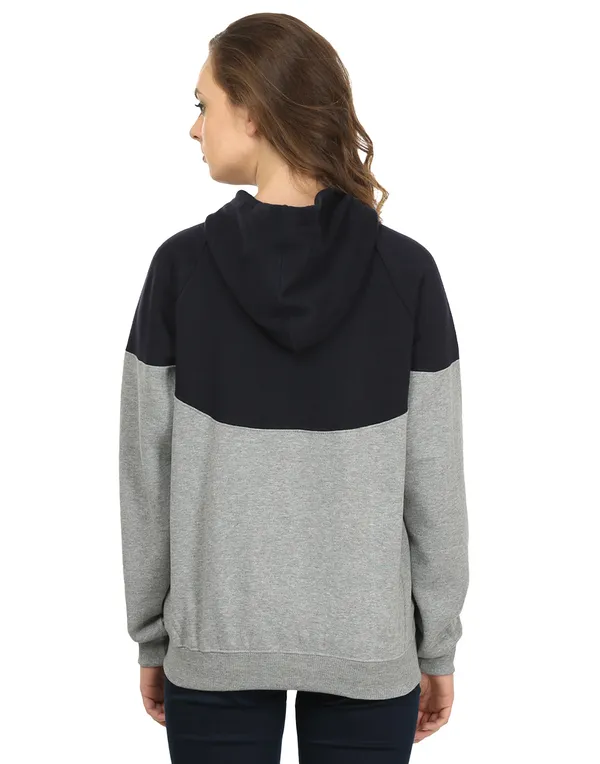 Navy_Blue_&_Grey_Stylish_Non-Zipper_Designer_Hooded_Sweatshirt_For_Women