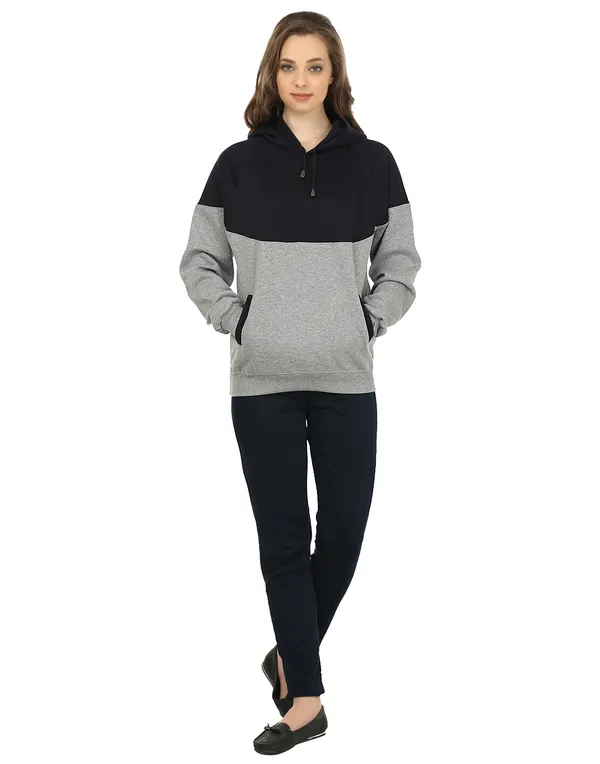 Navy_Blue_&_Grey_Stylish_Non-Zipper_Designer_Hooded_Sweatshirt_For_Women