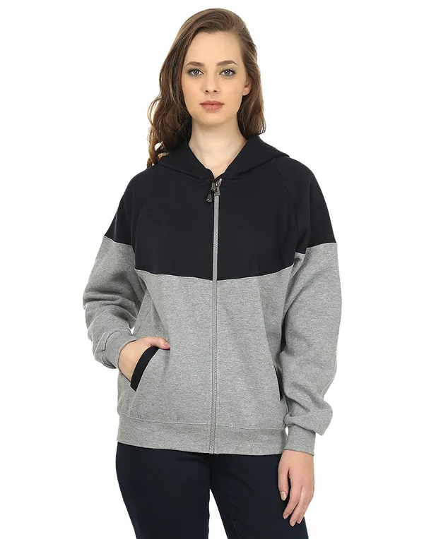 Navy_Blue_&_Grey_Stylish_Zipper_Designer_Hooded_Sweatshirt_For_Women