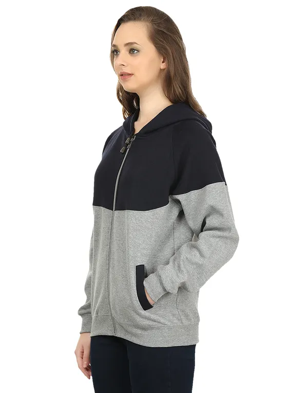 Navy_Blue_&_Grey_Stylish_Zipper_Designer_Hooded_Sweatshirt_For_Women