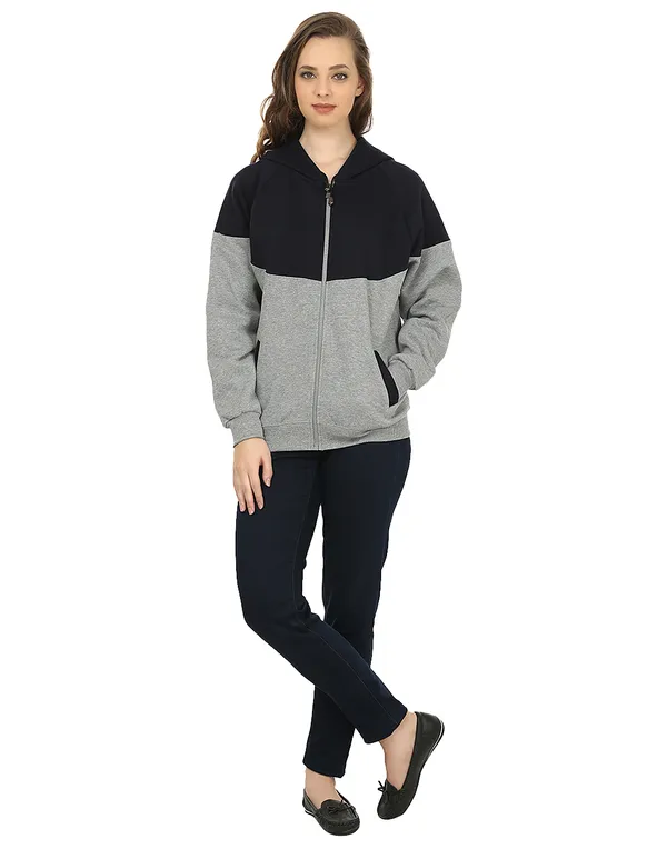 Navy_Blue_&_Grey_Stylish_Zipper_Designer_Hooded_Sweatshirt_For_Women