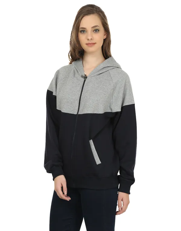 Grey_&_Navy_Blue_Stylish_Zipper_Designer_Hooded_Sweatshirt_For_Women