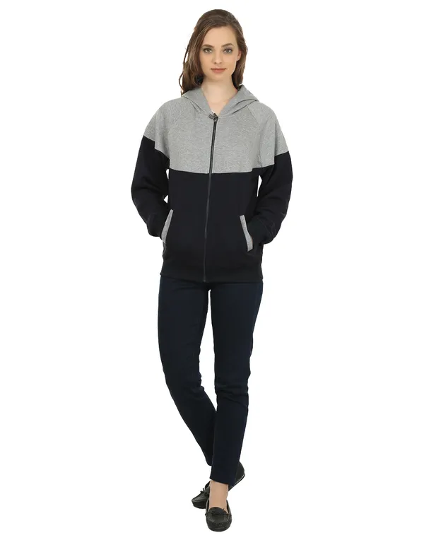Grey_&_Navy_Blue_Stylish_Zipper_Designer_Hooded_Sweatshirt_For_Women