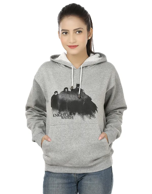 Grey_Stylish_Knight'S_Watch_Printed_Hooded_Sweatshirt_For_Women
