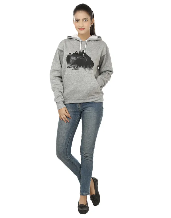 Grey_Stylish_Knight'S_Watch_Printed_Hooded_Sweatshirt_For_Women