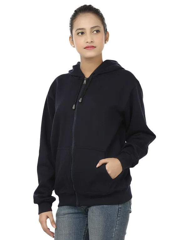 Navy_Blue_Stylish_Plain_Zipper__Hooded_Sweatshirt_For_Women