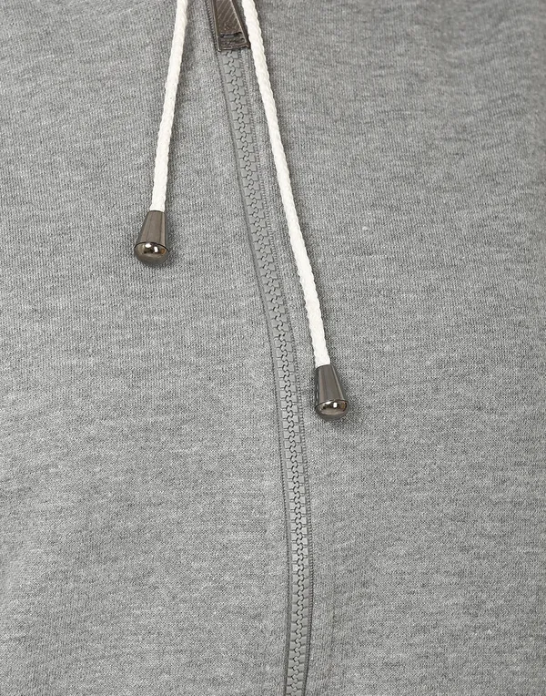Grey_Stylish_Plain_Zipper_Hooded_Sweatshirt_For_Women