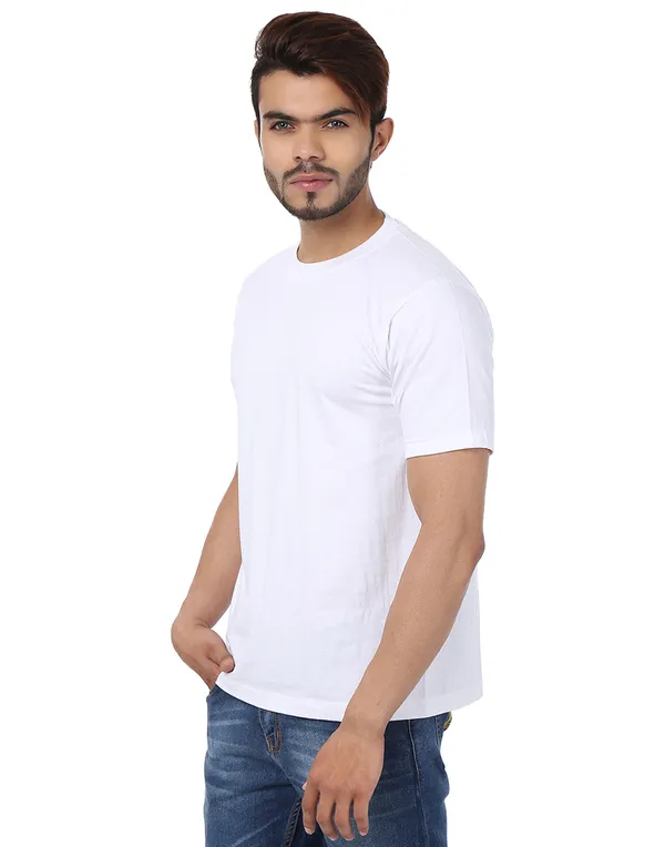 White_Plain_Round_Neck_T-Shirt_For_Men