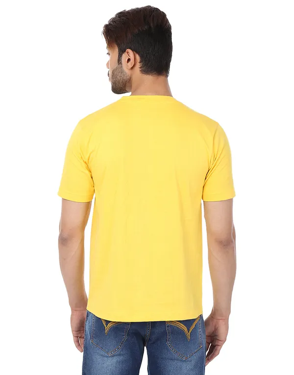 Yellow_Plain_Round_Neck_T-Shirt_For_Men