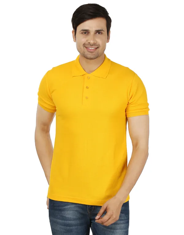 Yellow_Plain_Polo_Neck_T-Shirt_For_Men