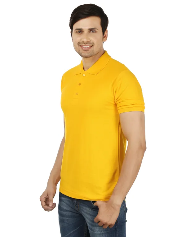 Yellow_Plain_Polo_Neck_T-Shirt_For_Men
