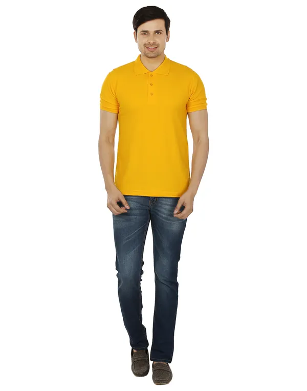 Yellow_Plain_Polo_Neck_T-Shirt_For_Men