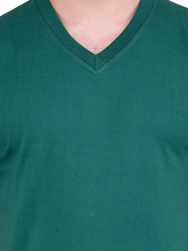 Bottle_Green_Plain_V-Neck_T-Shirt_For_Men